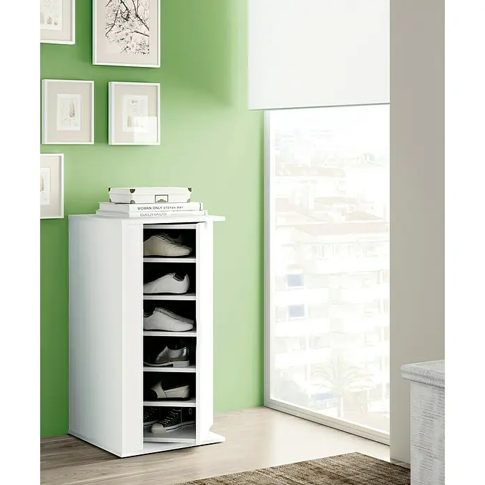 Muebles Pitarch Zapatero Naia - L x An x Al: 47 x 47 x 90 cm, Blanco - Este elegante zapatero ofrece espacio para varios pares en poco espacio. El diseño moderno se integra perfectamente en cualquier habitación.