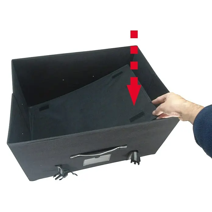 Jocca Caja para ropa con bolsa - L x An x Al: 58 x 38 x 30 cm, Polipropileno, Lila - La caja plegable negra con fondo extraíble ofrece un almacenamiento versátil. Ideal para coche, compras y más. Práctica y flexible.
