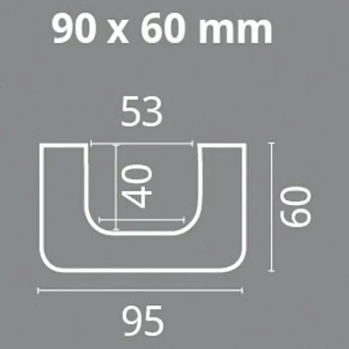 Dekobalken - Dunkelbraun, 200 x 9,5 x 6 cm, Polyurethan - Technische Zeichnung einer U-förmigen Halterung mit Maßen. Ideal für detaillierte Produktinformationen und Designvisualisierung.