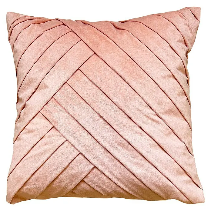 Kissen Hannah - Muted Clay, 45 x 45 cm, 100 % Polyester - Dekoratives rosa Kissen mit geflochtenem Design für eine stilvolle Note in Ihrem Wohnraum. Ein echter Blickfang!