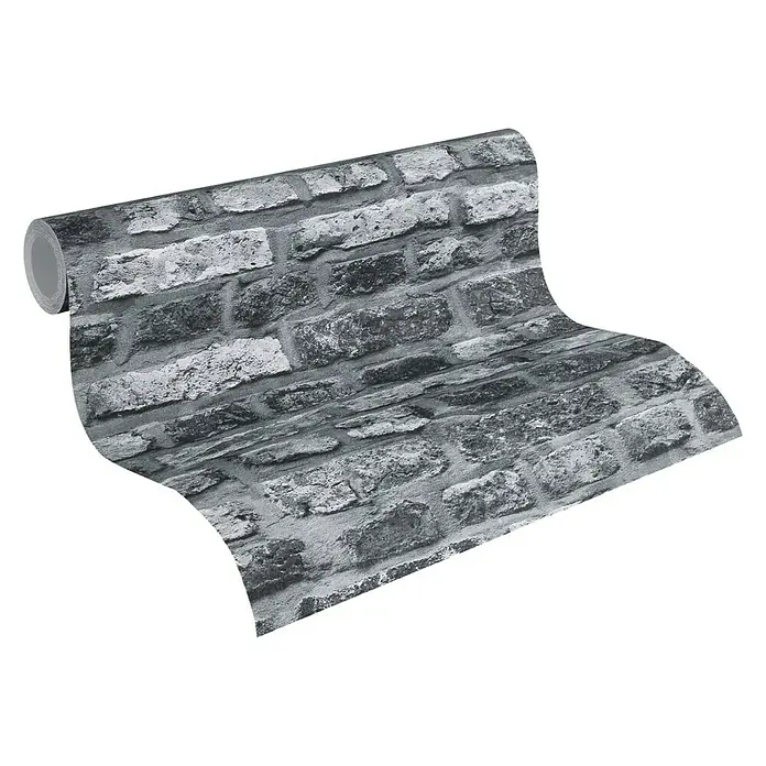 A.S. Création Il Decoro Vliestapete Steine - Schwarz/Weiß, Steinoptik, 10,05 x 0,53 m - Graues Mauerwerk-Tapetenrolle, ideal für einen modernen Look. Schafft eine gemütliche Atmosphäre mit authentischer Steinoptik für Ihre Räume.