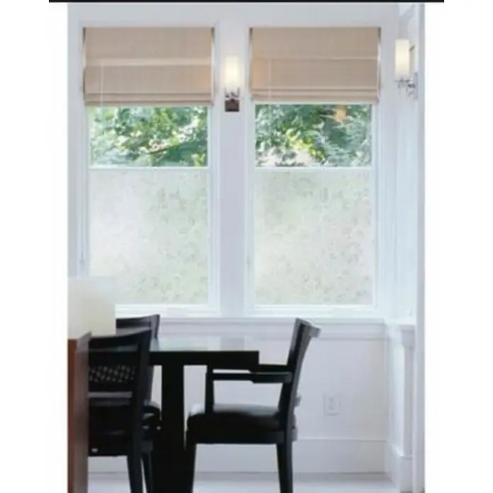 D-c-fix Lámina adhesiva efecto transparente - An x L: 45 x 200 cm - Elegantes ventanas con película de privacidad y estores romanos color crema, que combinan privacidad con diseño elegante. Perfecto para salones y comedores.