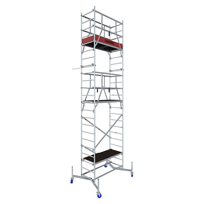 Krause ClimTec Gerüst-Set fahrbar mit RollenArbeitshöhe: 7 m, Bühnengröße: 1,5 x 0,6 m, Belastbarkeit Bühne: 200 kg Diagonal View