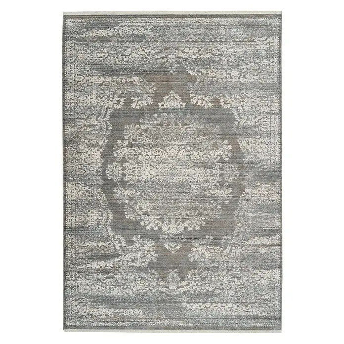 Kayoom Kurzflorteppich Baroque - Braun, 290 x 200 cm, 100 % Polyester - Grauer Teppich mit abstraktem Muster und leicht verwaschenem Look, ideal für moderne Wohnräume.