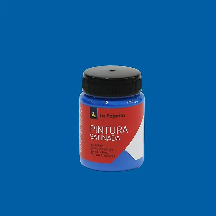 La Pajarita Pintura satinada - Cyan, 75 ml, Satinado - Bote de pintura azul La Pajarita Satinada, ideal para manualidades y proyectos DIY que necesiten un acabado liso y mate.