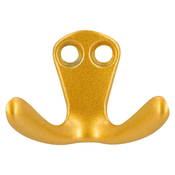 Siro Garderobenhaken 1134PB13 - L x B x H: 44 x 33 x 22 mm, Anzahl Haken: 2 Stk. - Goldener doppelter Wandhaken zur einfachen Anbringung. Perfekt für Badezimmer oder Flur zur Aufbewahrung von Jacken und Handtüchern.