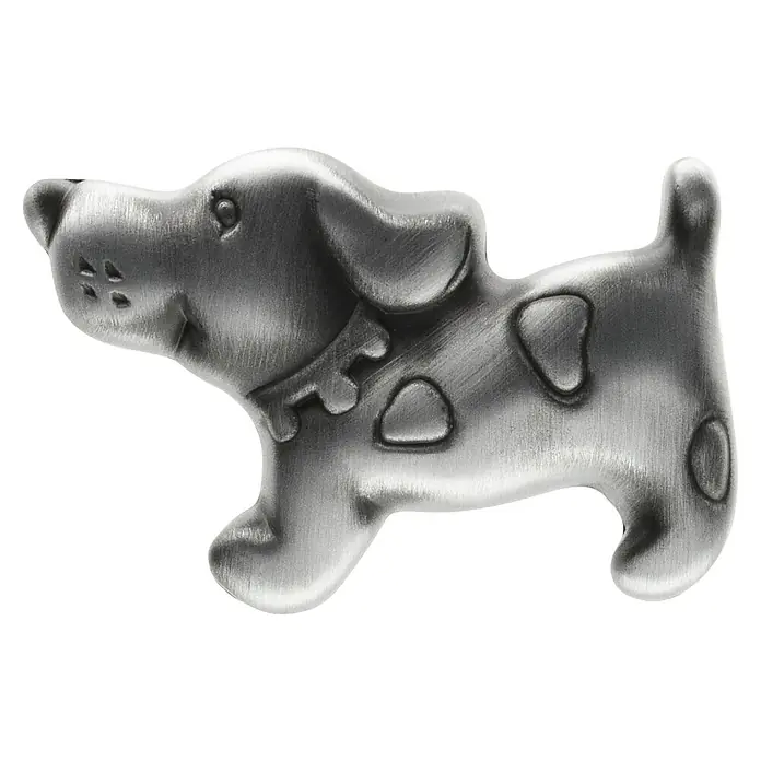 Siro Kinder-Möbelknopf - Hund, L x B: 56 x 37,5 mm, Silber - Silberner Hundebettanhänger, ein charmantes Accessoire. Die filigrane Verarbeitung macht es zu einem besonderen Schmuckstück.