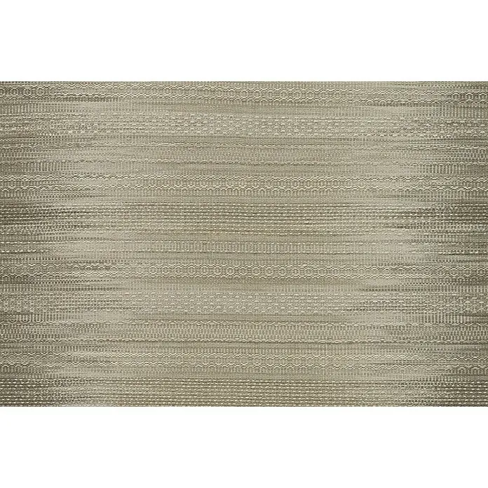 Kayoom Wollteppich Sunset - Taupe, 200 x 140 cm, 80 % Neuseeland-Wolle, 20 % Baumwolle - Detailaufnahme eines stilvollen Teppichs mit komplexem, horizontalem Muster in neutralen Farbtönen. Perfekt für modernes Wohndesign.