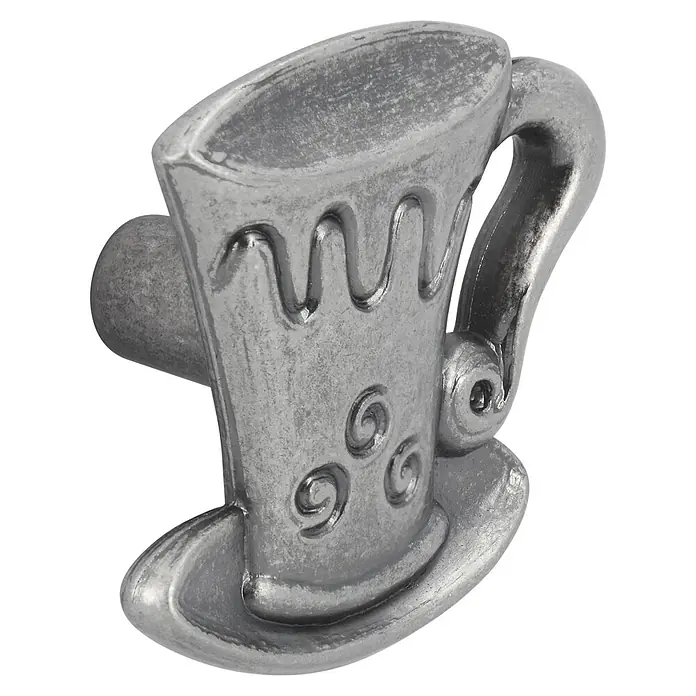 Siro Möbelknopf - Typ Möbelgriff: Knopf, Sonstige, Sonstige, Silber, Ausführungseigenschaft: Tasse - Nahaufnahme eines silbernen Teetassen-Spielsteins.