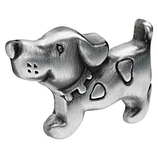 Siro Kinder-Möbelknopf (Hund, L x B: 56 x 37,5 mm, Silber)