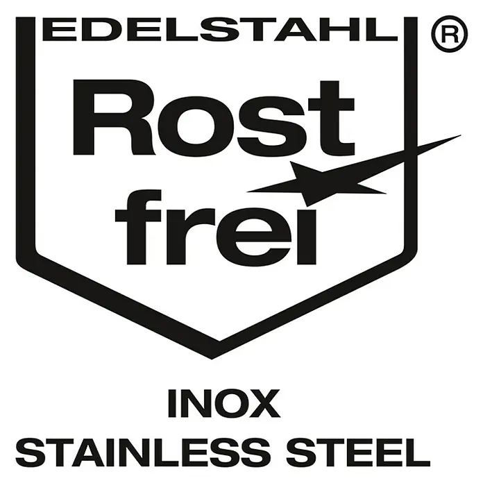 Siro Möbelgriff - Typ Möbelgriff: Stange, Sonstige, Sonstige, Länge: 1.000 mm - Edelstahlsiegel mit dem Text "Rostfrei", darunter "Inox" und "Stainless Steel".\n