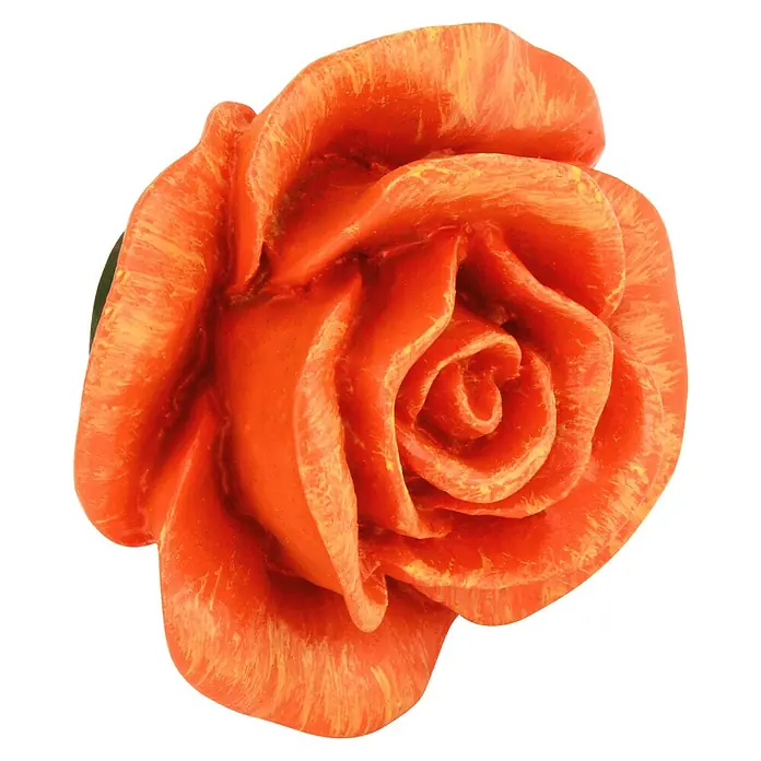 Siro Möbelknopf - Typ Möbelgriff: Knopf, Kunststoff, Sonstige, Ausführungseigenschaft: Blume - Detailaufnahme einer wunderschönen, orangefarbenen Rosenblüte, die durch ihre feinen Details und warmen Farbtöne besticht.