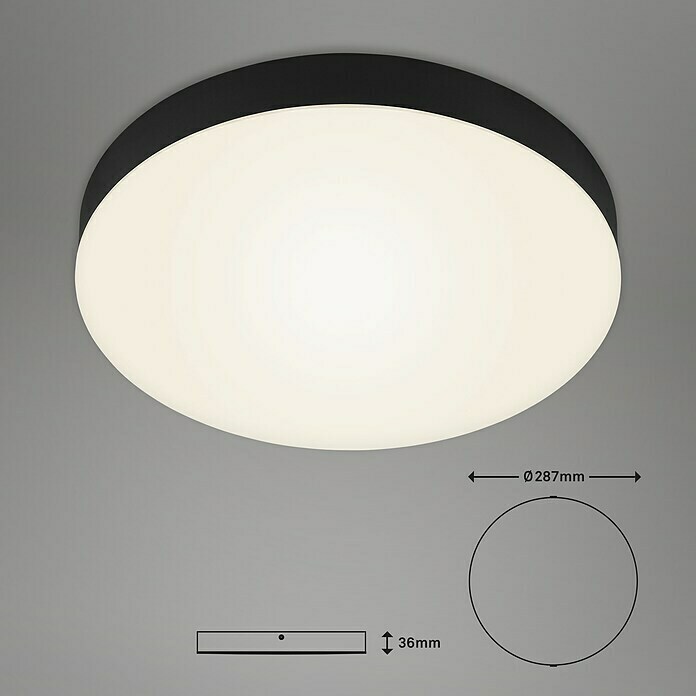 Briloner Led-plafondlamp Flame (Zwart, Ø x h: 287 x 36 mm) | BAUHAUS