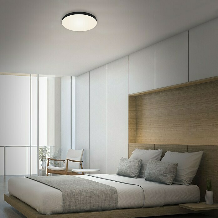 Briloner Led-plafondlamp Flame (Zwart, Ø x h: 287 x 36 mm) | BAUHAUS