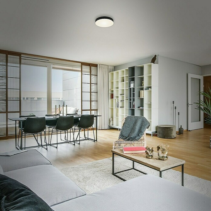 Briloner Led-plafondlamp Flame (Zwart, Ø x h: 157 x 36 mm) | BAUHAUS