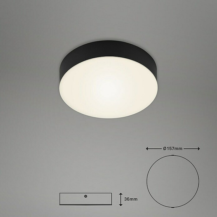 Briloner Led-plafondlamp Flame (Zwart, Ø x h: 157 x 36 mm) | BAUHAUS