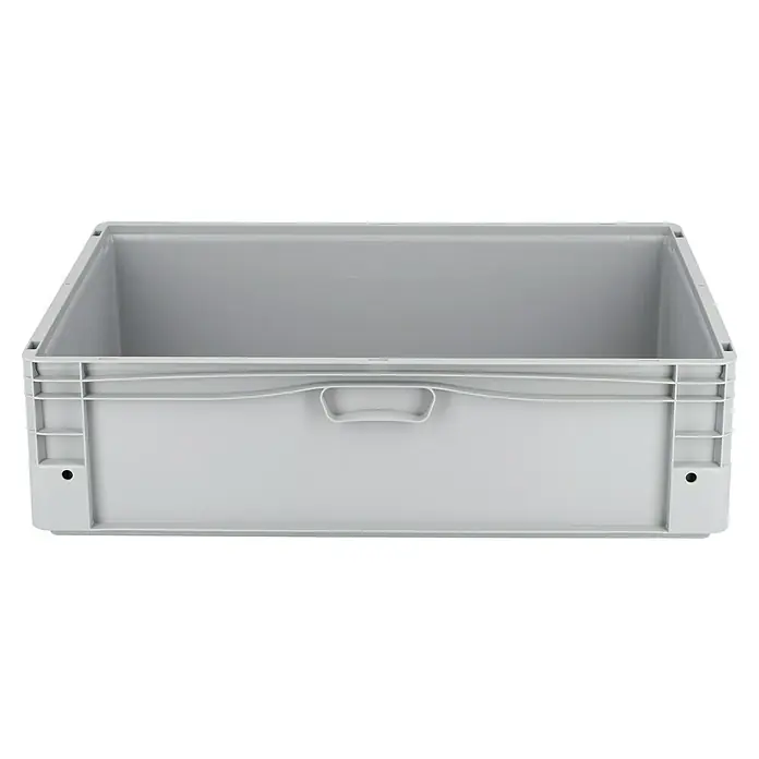 Surplus Systems Eurobox - L x B x H: 80 x 60 x 22 cm, Kunststoff, Grau - Graue Kunststoffbox für Lagerung und Transport. Die robuste Kiste verfügt über einen Griff und ist ideal für diverse Anwendungen.