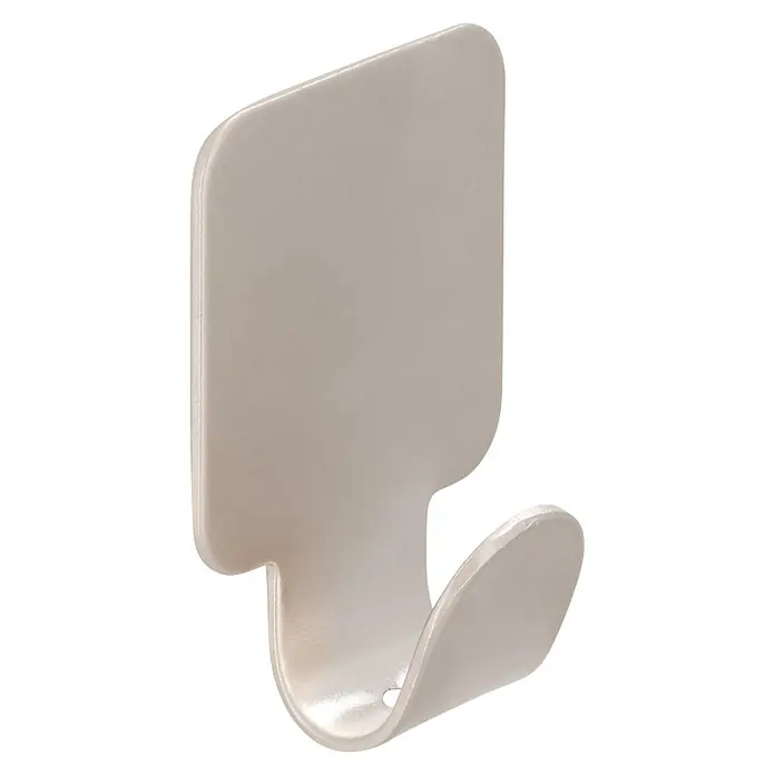 Siro Handtuchhaken SK 2178/ZN4K - L x B x H: 30 x 41 x 16 mm, Anzahl Haken: 1 Stk., Vernickelt matt - Nahaufnahme eines beigefarbenen Kleiderhakens, ideal für die Organisation von Kleidungsstücken in Schränken oder an Wänden.