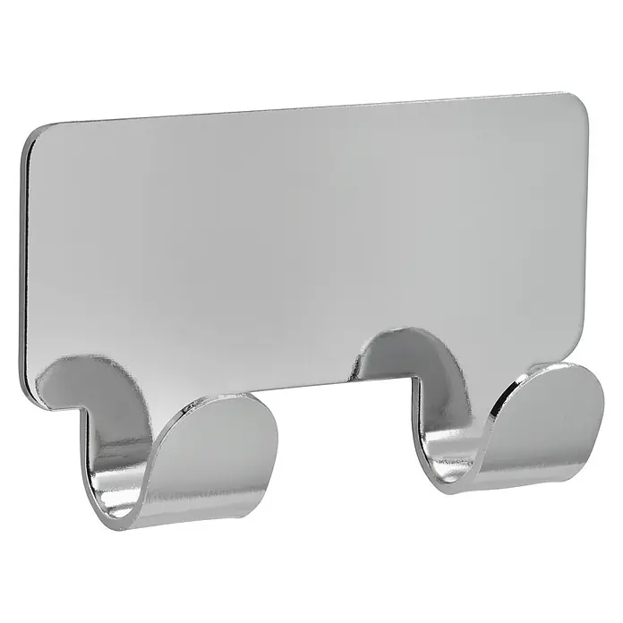 Siro Hakenleiste 2178-72ZN1KV1S - L x H: 72 x 16 mm, Anzahl Haken: 2 Stk., Verchromt poliert - Ein glänzender, doppelter Kleiderhaken aus Metall mit einem rechteckigen Rückenteil.