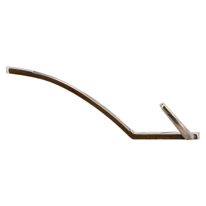 Siro Garderobenhaken 2213/ZN58 - L x B x H: 60 x 148 x 66 mm, Anzahl Haken: 3 Stk., Bronze - Nahaufnahme einer goldenen Brillenbügelkomponente mit einem filigranen, geschwungenen Design und einem stabilen Rahmen, ideal für hochwertige Brillen.