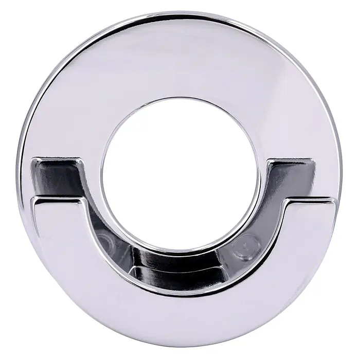 Siro Garderobenhaken 2332/ZN1KV1S - L x B x H: 60 x 60 x 26 mm, Anzahl Haken: 1 Stk. - Nahaufnahme einer glänzenden, verchromten Toilettenpapierhalterung in Ringform vor schwarzem Hintergrund.