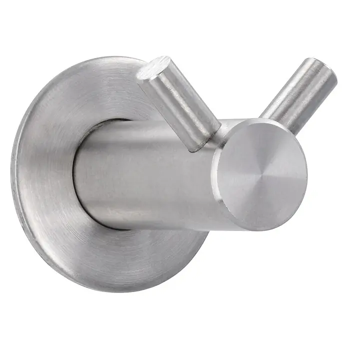Siro Garderobenhaken 2283-42N1 - L x B x H: 35 x 35 x 42 mm, Anzahl Haken: 2 Stk. - Moderner, doppelter Edelstahl-Wandhaken. Praktisch und stilvoll für Bad und Garderobe, ideal zum Aufhängen von Handtüchern und Kleidung.