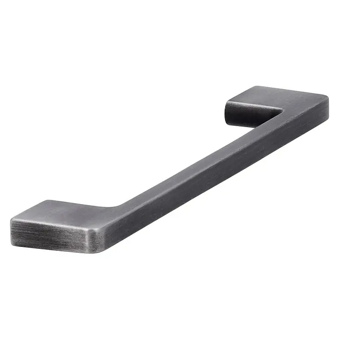 Siro Möbelgriff - Typ Möbelgriff: Bügel, Sonstige, Sonstige, Anthrazit, Länge: 172 mm - Detailaufnahme eines schlichten, rechteckigen Schubladengriffs aus Metall mit gebürsteter Oberfläche und abgerundeten Kanten für moderne Möbel.