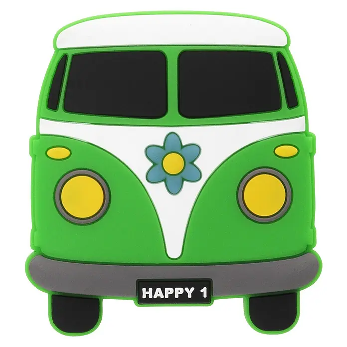 Siro Möbelknopf - Typ Möbelgriff: Sonstige, Kunststoff, Sonstige, Bus - Ein grüner VW-Bus-förmiger Kühlschrankmagnet mit einem Peace-Zeichen, der Nostalgie und Freude in jede Küche bringt.