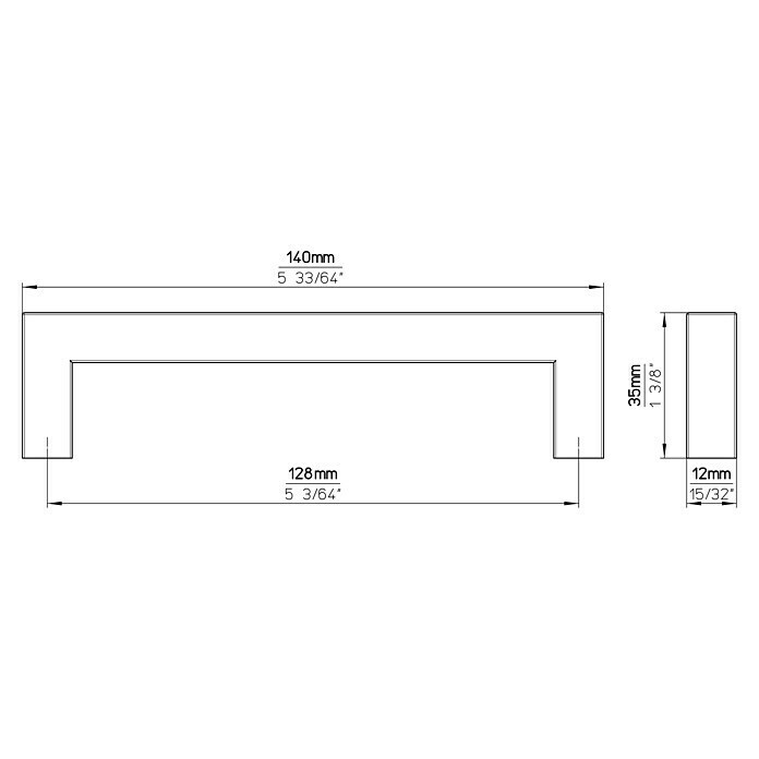 Siro Möbelgriff (Typ Möbelgriff: Bügel, Sonstige, Sonstige, Länge: 140 mm, Rechteckig) | BAUHAUS