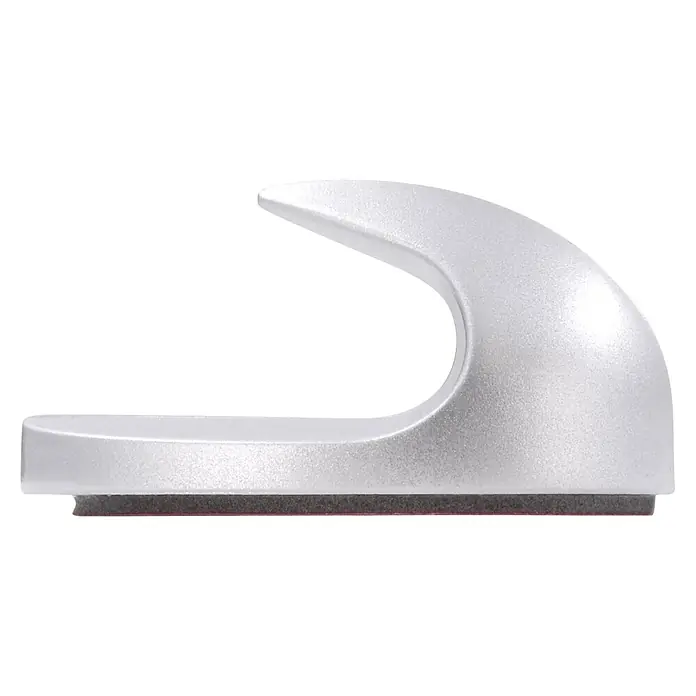 Siro Handtuchhaken - Gesamtstückzahl: 3 Stk., L x B x H: 18 x 29 x 14 mm, Anzahl Haken: 1 Stk. - Nahaufnahme eines selbstklebenden Wandhakens aus Metall mit abgerundetem Design und Klebefläche auf der Unterseite.