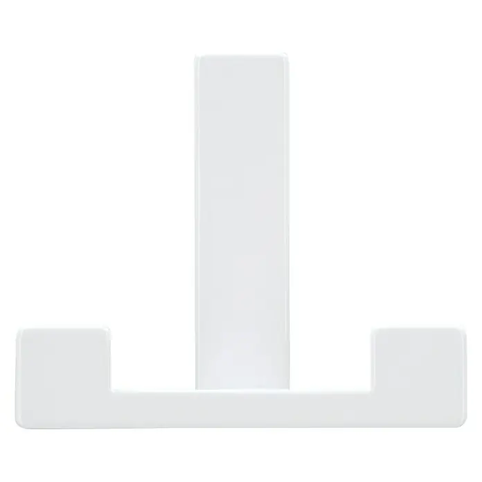 Siro Garderobenhaken - L x B x H: 70 x 61 x 40 mm, Anzahl Haken: 2 Stk., Weiß - Nahaufnahme eines weißen Handtuchhalters mit einem minimalistischen Design und klaren Linien, ideal für moderne Badezimmer.