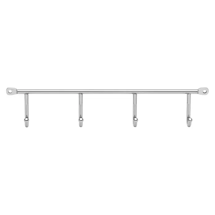 Siro Garderobenleiste 2081-272ZN1 - L x B x H: 272 x 53 x 32 mm, Anzahl Haken: 4 Stk. - Wandgarderobe mit vier Haken aus glänzendem Metall zur stilvollen Aufbewahrung von Jacken, Hüten und Schals. Praktisch und dekorativ.