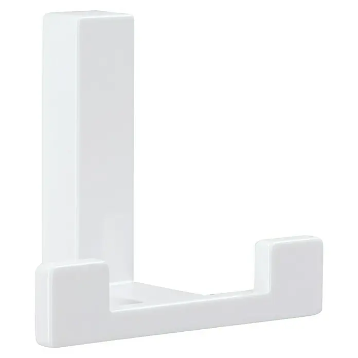 Siro Garderobenhaken - L x B x H: 70 x 61 x 40 mm, Anzahl Haken: 2 Stk., Weiß - Nahaufnahme eines weißen Hakens, der sich ideal für die Aufbewahrung von Handtüchern oder Kleidung in jedem modernen Badezimmer eignet.