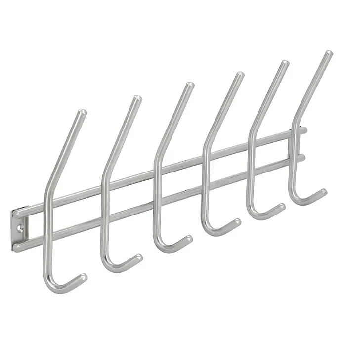 Siro Garderobenleiste 2196-460N1V - L x B x H: 460 x 160 x 50 mm, Anzahl Haken: 6 Stk. - Edelstahl-Garderobenleiste mit sechs Haken. Perfekt für Jacken, Hüte und andere Accessoires, ideal für Flur oder Garderobe.