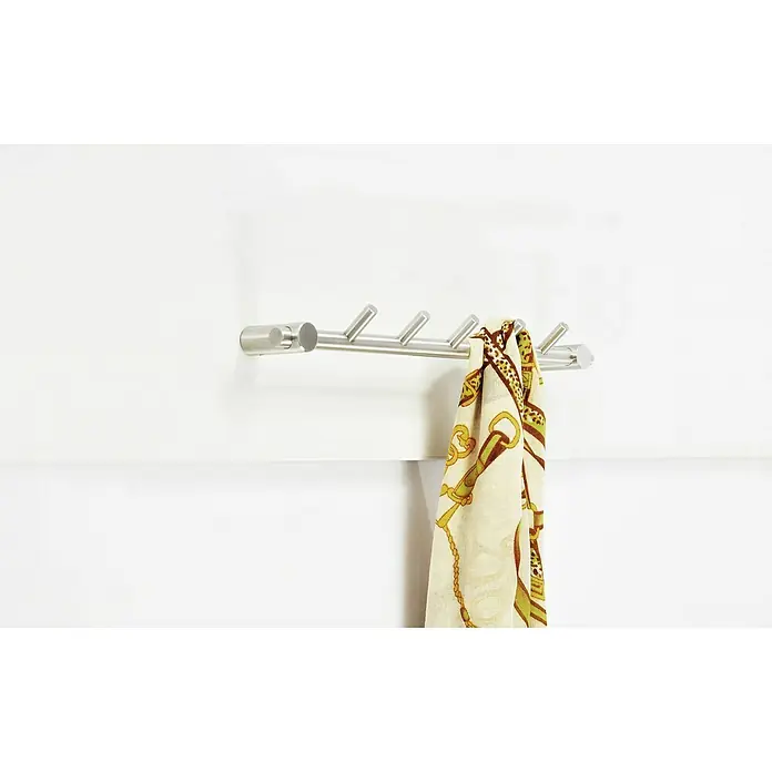 Siro Garderobenleiste 2312-320N1V - L x B x H: 320 x 31 x 59 mm, Anzahl Haken: 5 Stk. - Wandgarderobe aus Metall mit Schal. Die moderne Wandgarderobe mit fünf Haken bietet stilvollen Platz für Accessoires wie Schals.