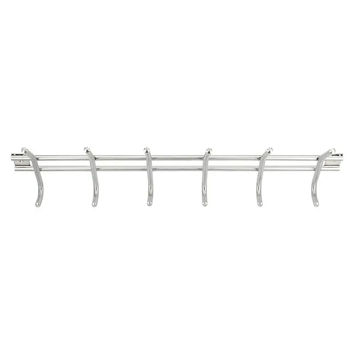 Siro Garderobenleiste 2196-460N1V - L x B x H: 460 x 160 x 50 mm, Anzahl Haken: 6 Stk. - Ein Garderobenständer aus poliertem Chrom mit sechs Haken zum Aufhängen von Kleidung, Handtüchern oder Accessoires. Praktisch und modern.