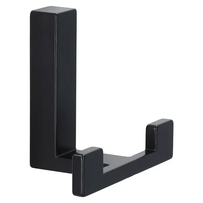 Siro Garderobenhaken - L x B x H: 70 x 61 x 40 mm, Anzahl Haken: 2 Stk., Schwarz - Ein stilvoller, schwarzer Wandhaken. Ideal für Bad oder Flur, um Handtücher oder Jacken aufzuhängen. Praktisch und modern.