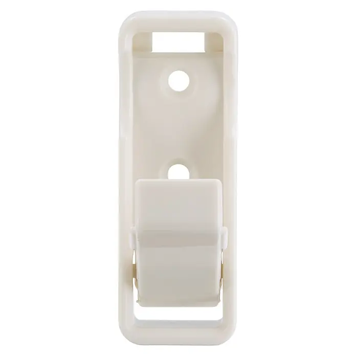 Siro Kleiderlüfter SM8252-70K10 - L x B x H: 25 x 70 x 57 mm, Anzahl Haken: 1 Stk. - Nahaufnahme eines weißen Wäscheklammer-Clips mit zwei Löchern, perfekt zum Aufhängen von Kleidung und Accessoires.