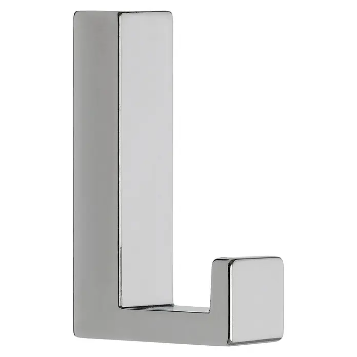 Siro Garderobenhaken - L x B x H: 15 x 61 x 40 mm, Anzahl Haken: 1 Stk., Silber - Ein moderner, verchromter Wandhaken mit klaren, rechteckigen Formen, ideal für Bad oder Flur zur Aufbewahrung von Handtüchern oder Kleidung.
