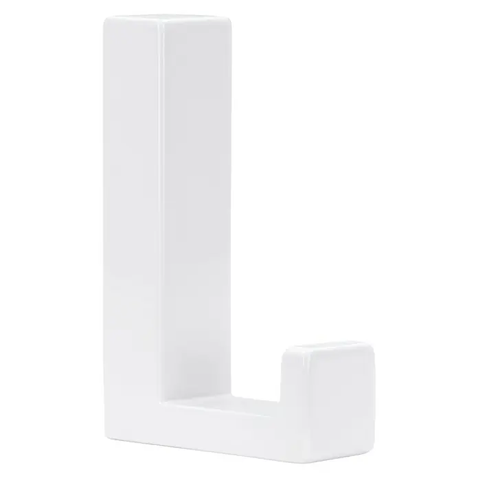 Siro Garderobenhaken - L x B x H: 15 x 61 x 40 mm, Anzahl Haken: 1 Stk., Weiß - Nahaufnahme eines modernen, weißen Wandhakens mit minimalistischem Design, ideal für Bad oder Flur. Praktische und stilvolle Aufbewahrungslösung.