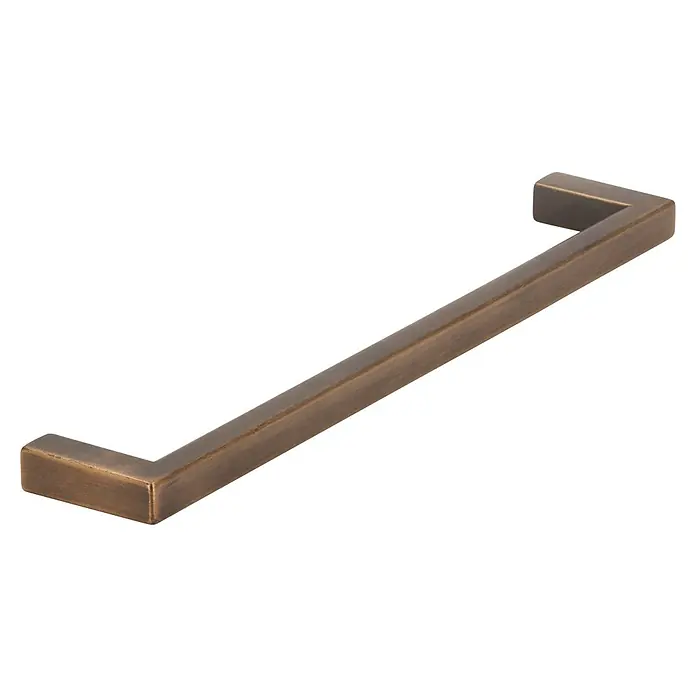 Siro MöbelgriffTyp Möbelgriff: Bügel, L x B: 168 x 8 mm, Goldgelb, Material Möbelgriff: Sonstige - Ein bronzefarbener, quadratischer Möbelgriff, der ein modernes und elegantes Design für Schränke und Schubladen bietet.