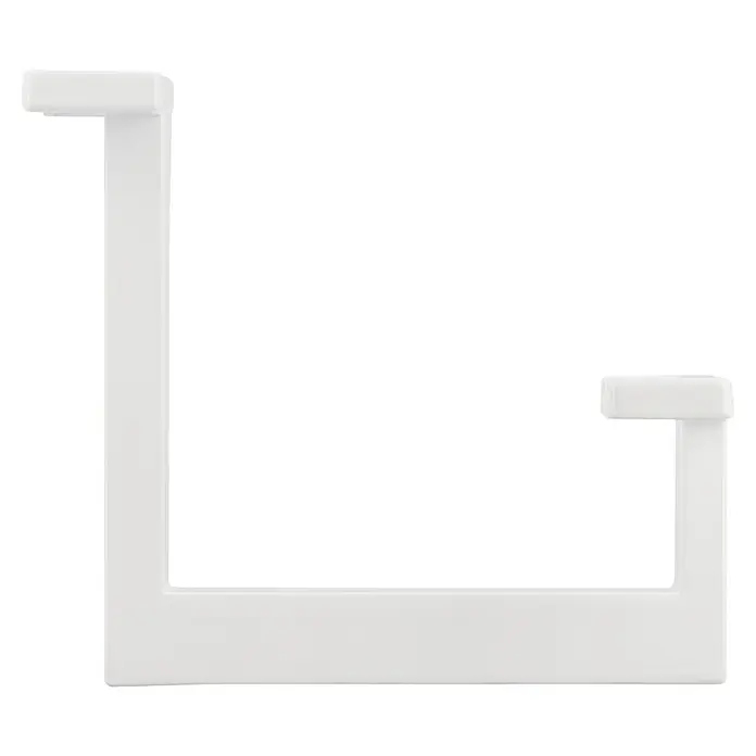 Siro Garderobenhaken 2324/PB1 - L x B x H: 70 x 92 x 80 mm, Farbe: Weiß - Eine weiße, geformte Halterung vor einem schwarzen Hintergrund. Diese bietet eine stabile Basis für diverse Anwendungen und zeichnet sich durch ihr minimalistisches Design aus.
