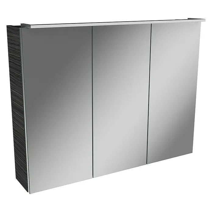 Camargue Stella LED-Spiegelschrank - B x H: 80 x 68,4 cm, Mit Beleuchtung, Dark Oak - Dreitüriger Spiegelschrank mit Holzrahmen, ideal für Badezimmer. Praktisch & stilvoll für die Aufbewahrung.