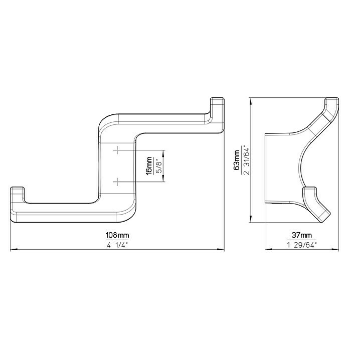 Siro Garderobenhaken 2377/ZN21 (L x B x H: 108 x 63 x 37 mm, Anzahl Haken: 2 Stk.) | BAUHAUS