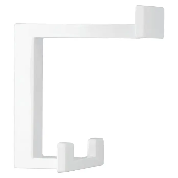 Siro Garderobenhaken 2324/PB1 - L x B x H: 70 x 92 x 80 mm, Farbe: Weiß - Ein weißer, moderner Handtuchhalter mit einem minimalistischen, kantigen Design. Ideal für jedes Badezimmer und sehr platzsparend.