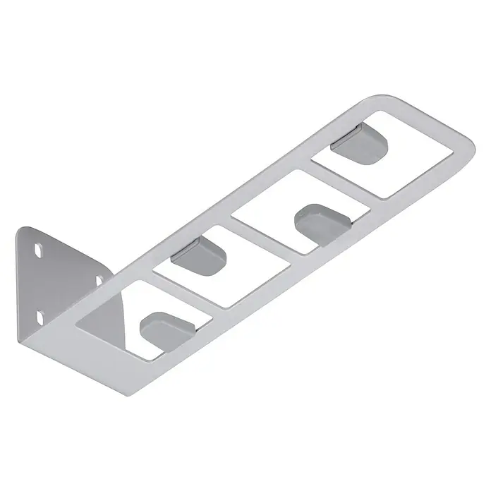 Siro Kleiderlüfter - L x B x H: 62 x 55 x 192 mm - Diese Aufnahme zeigt einen weißen Halter für vier Gegenstände mit einer Halterung zur Befestigung an einer Wand.