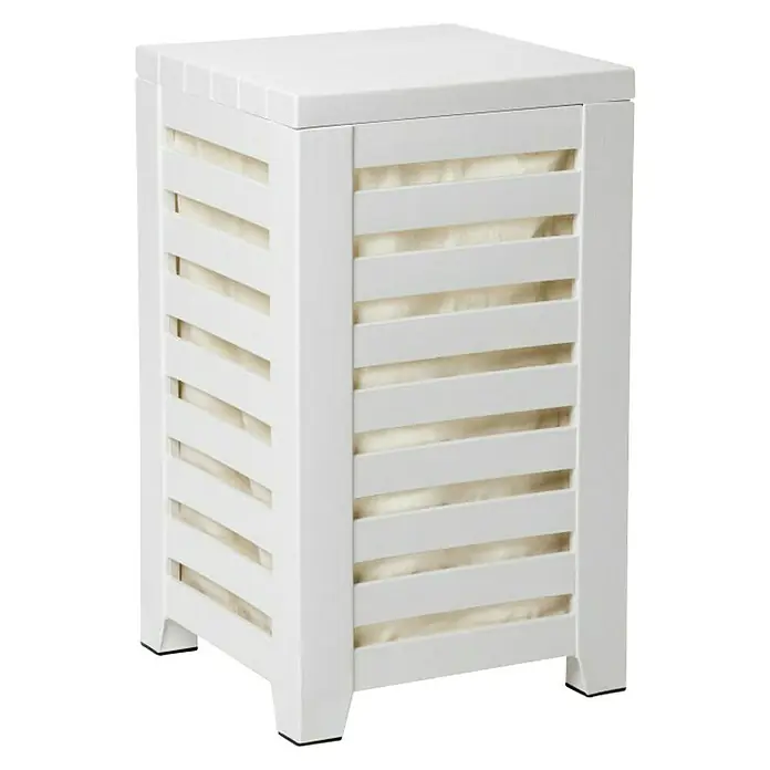 Tatay Cubo para la ropa Lombok Pongotodo - L x An x Al: 34 x 34 x 58 cm, Blanco - Este cesto de ropa sucia de madera blanca con diseño de listones es el complemento perfecto para cualquier baño o lavadero. ¡Práctico y elegante!