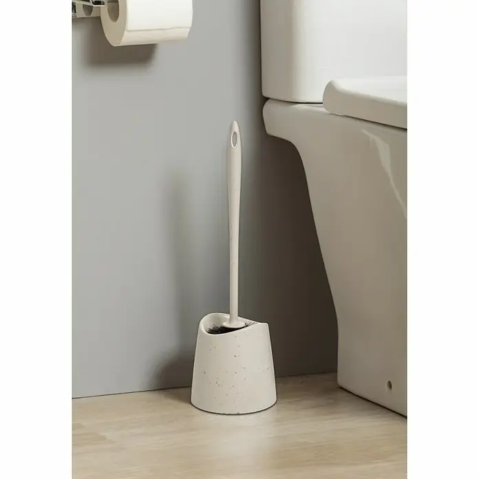 Tatay Standard Escobillero de suelo - Polipropileno, Beige - Un juego de escobilla de baño de diseño sencillo, que incluye un soporte de escobilla de color crema y una escobilla a juego.