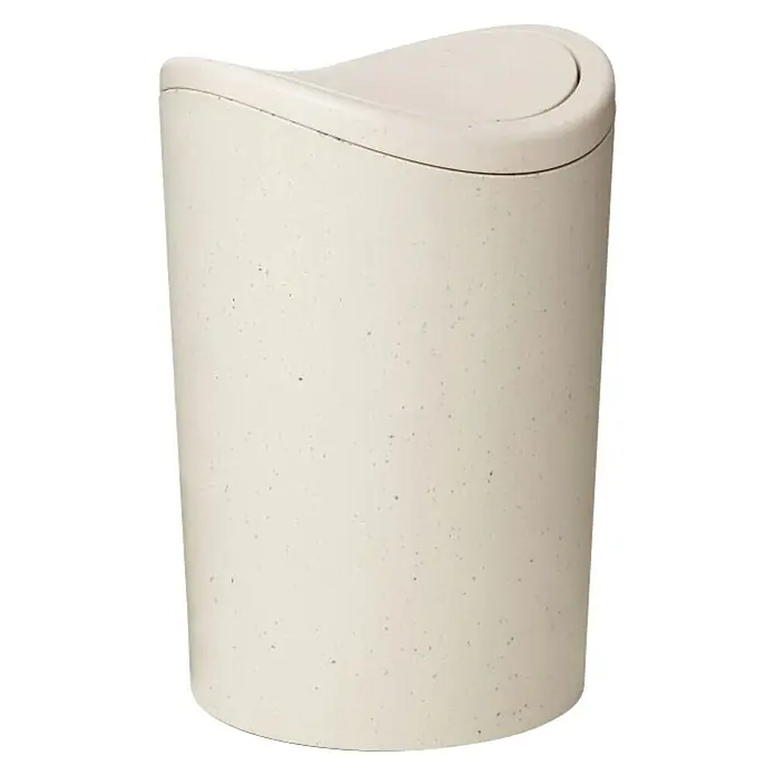 Tatay Papelera de baño STD - 6 l, Beige - Papelera cilíndrica de color crema con tapa curva, ideal para baños u oficinas, aportando un toque de elegancia.