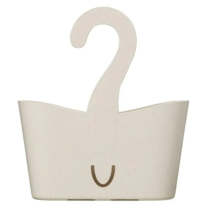 Tatay Standard Cesta de baño Multi - 0,9 x 25 x 28 cm, Plástico, Beige - Un cesto de ducha color crema con gancho, con una cara sonriente, ideal para organizar los accesorios del baño.